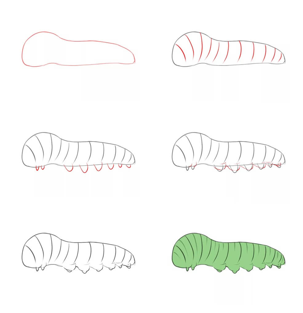 Simple caterpillar Drawing Ideas