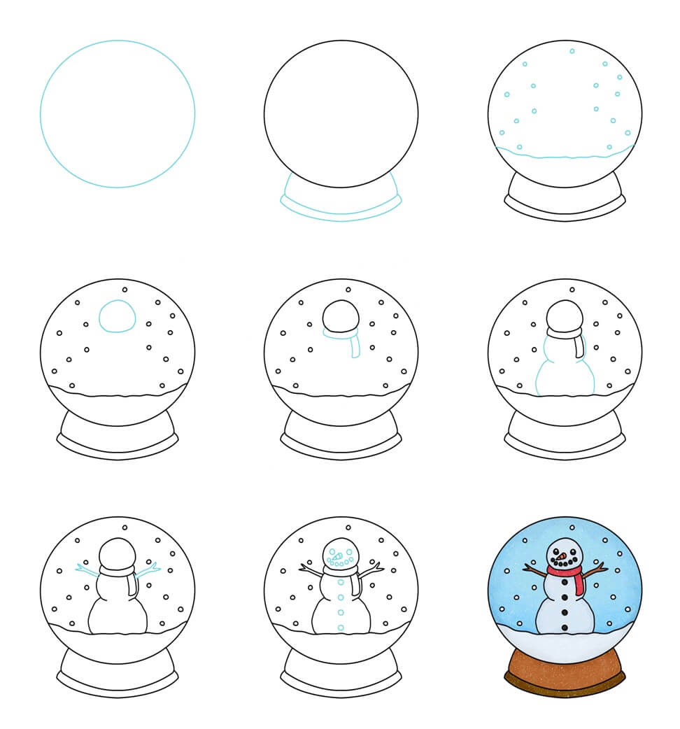 12+ Easy and Cute Snow Globe Drawing Ideas - Drawing Photos