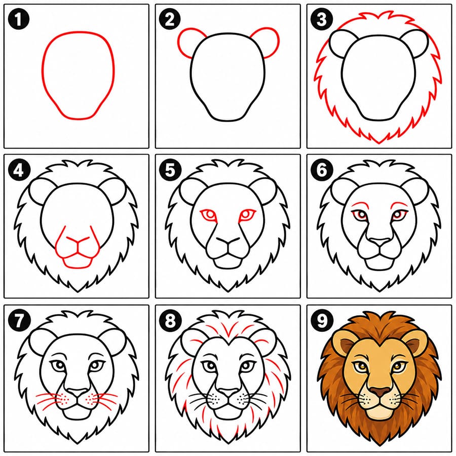 Beautiful Lion Face Drawing Ideas