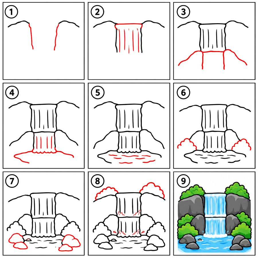 Fairy Waterfall Drawing Ideas