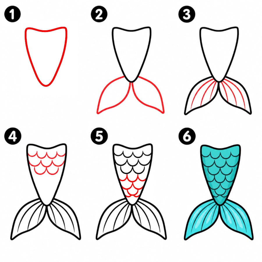 How to draw Free Mermaid Tail