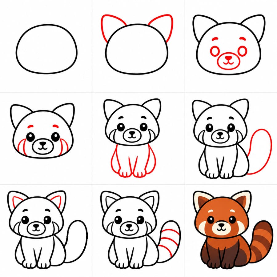 Free Red Panda Drawing Ideas