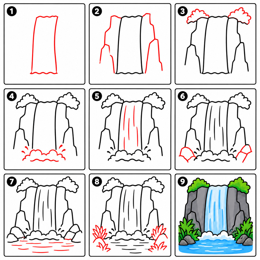 Free Waterfall Drawing Ideas