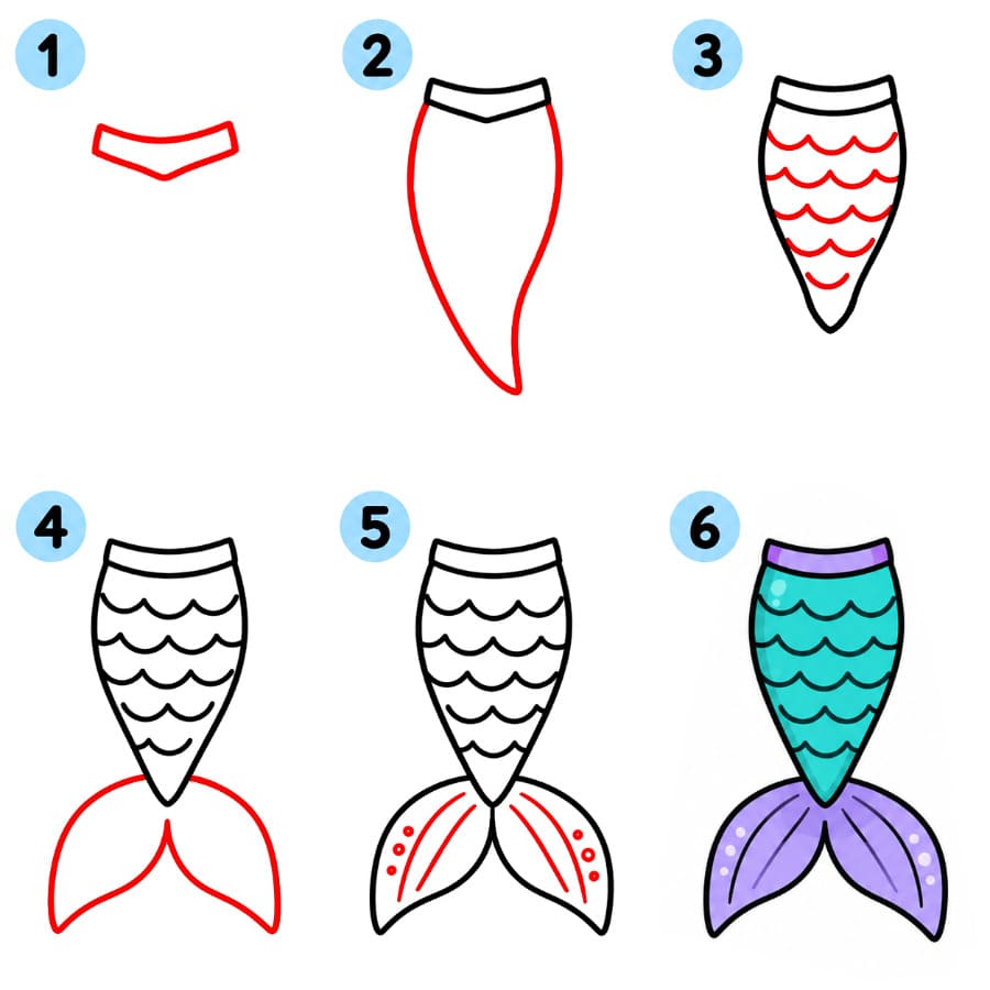 How to draw Free print Mermaid Tail