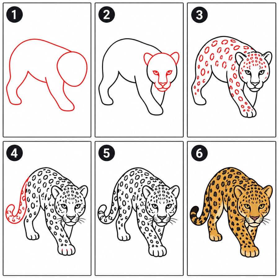 Leopard Stalking Drawing Ideas