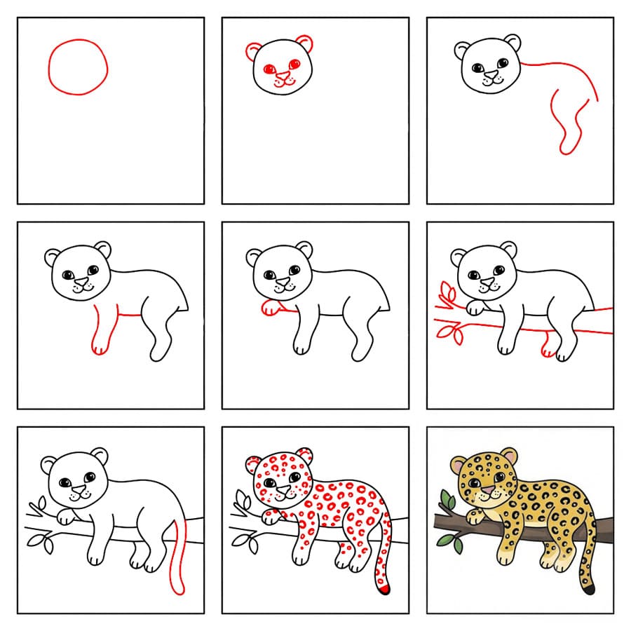Leopard lying Drawing Ideas