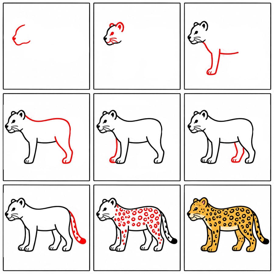Leopard side view Drawing Ideas