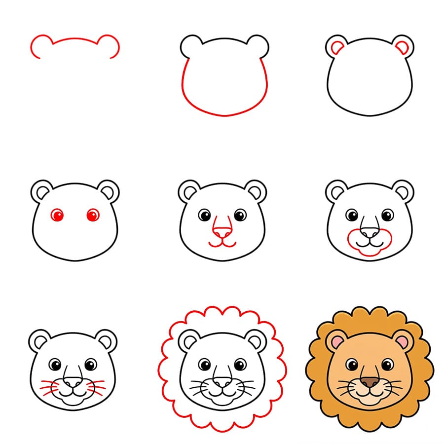 Lion Face baby cute Drawing Ideas