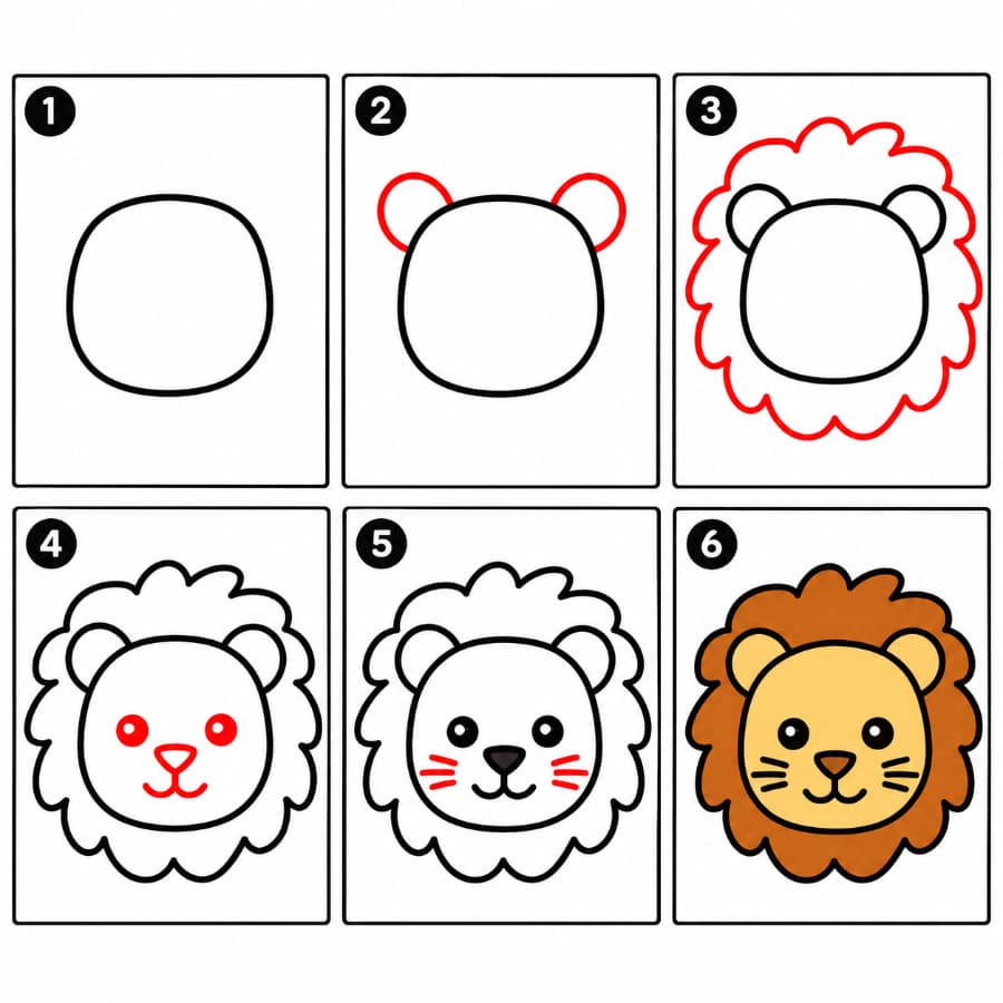 Lion Face cute happy Drawing Ideas