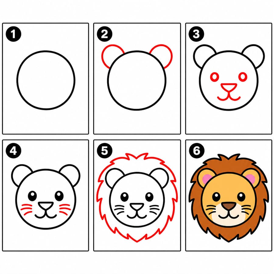 Lion Face simple image Drawing Ideas