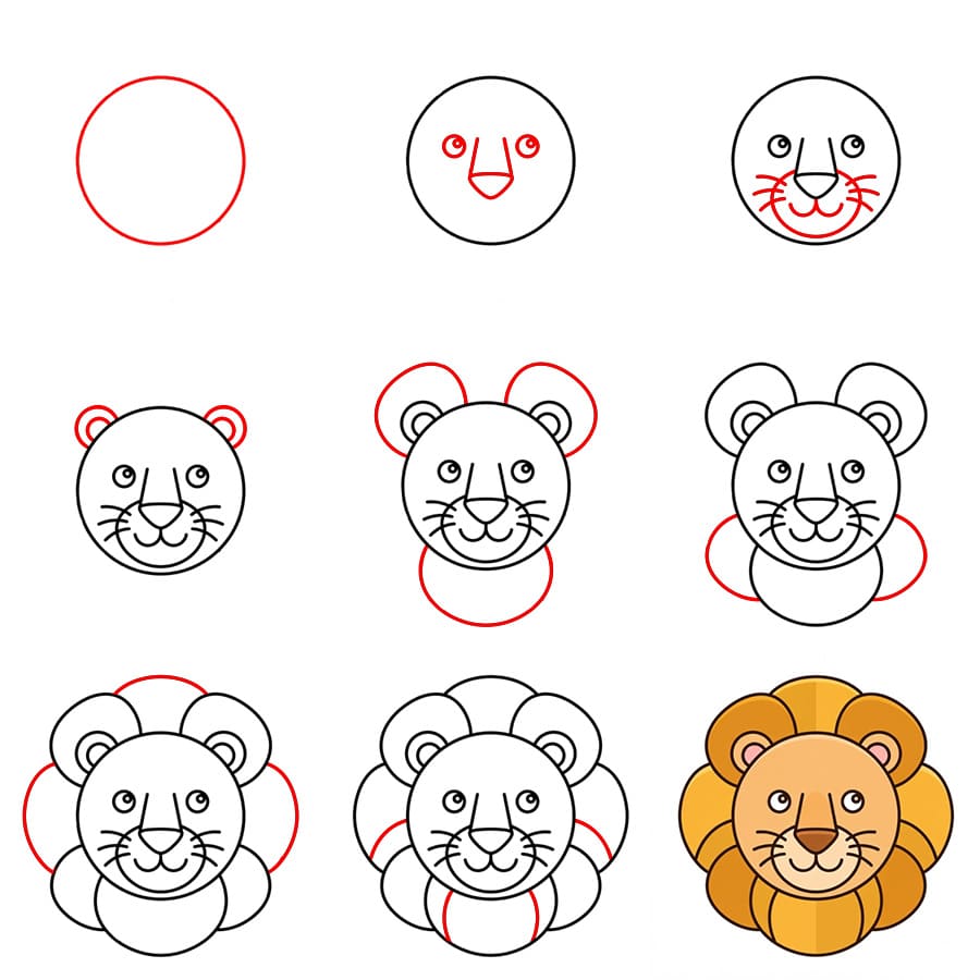 Lion Face stylized Drawing Ideas