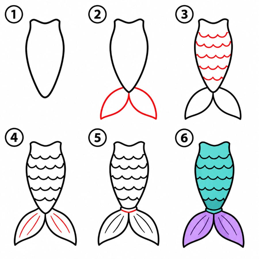 How to draw Mermaid Tail image