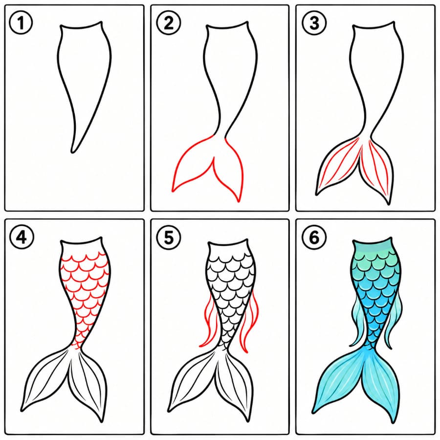 How to draw Nice Mermaid Tail