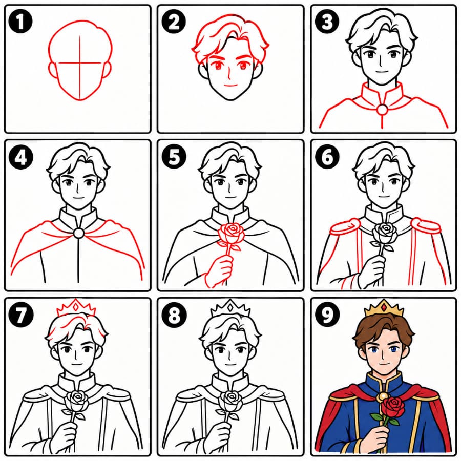 Prince hold rose Drawing Ideas