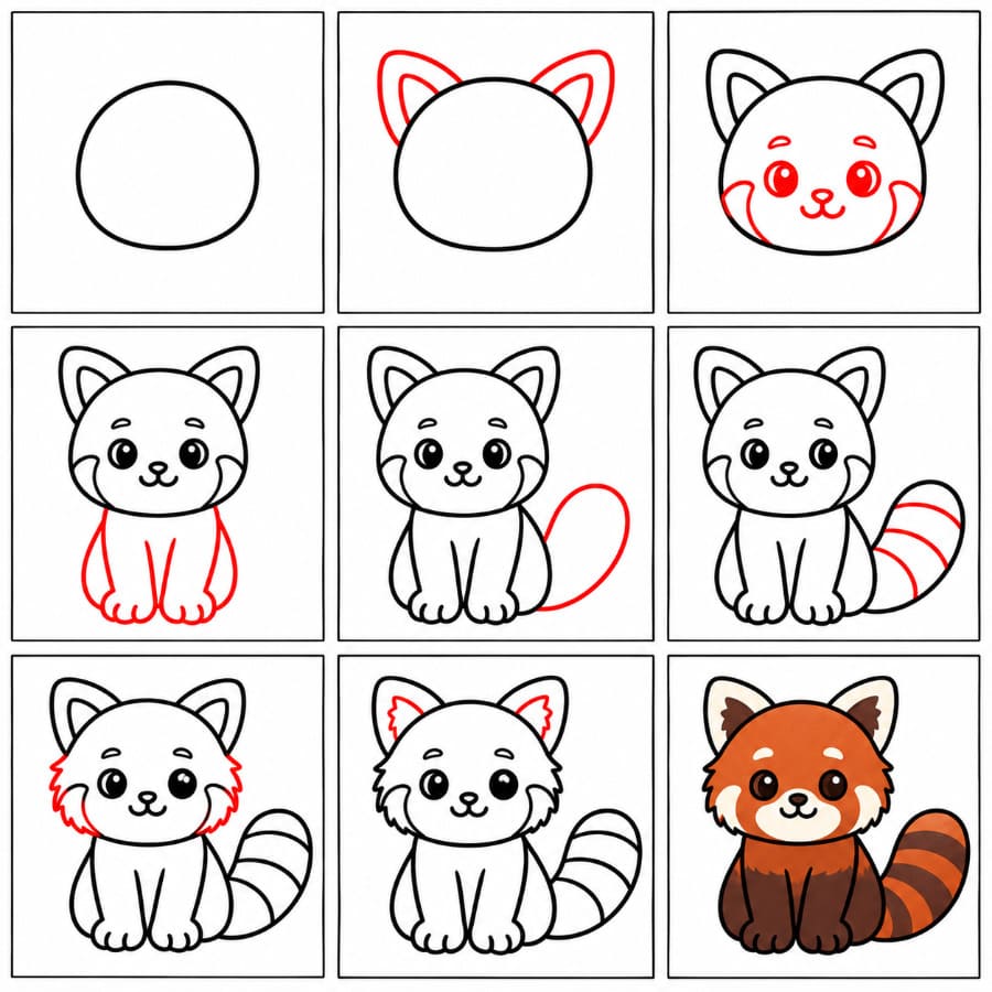 Smiling Red Panda image Drawing Ideas