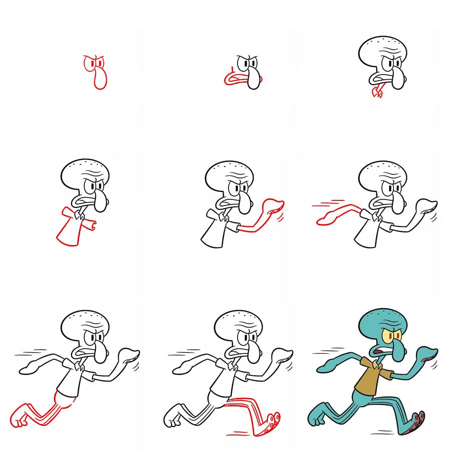 Squidward Runner Drawing Ideas