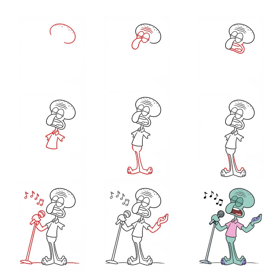 Squidward Singing Drawing Ideas