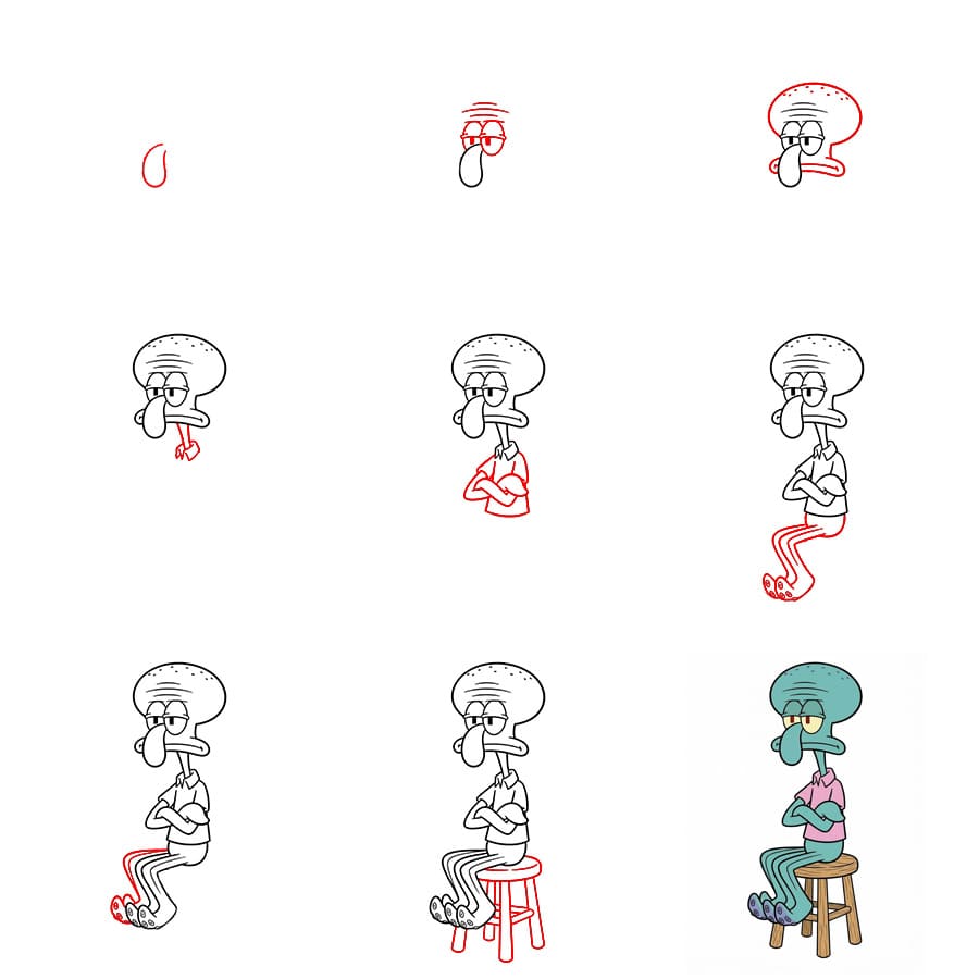 Squidward Sits Drawing Ideas