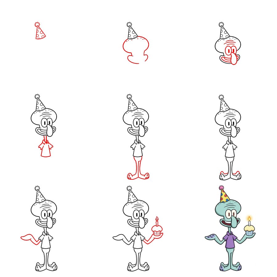 Squidward birthday Drawing Ideas