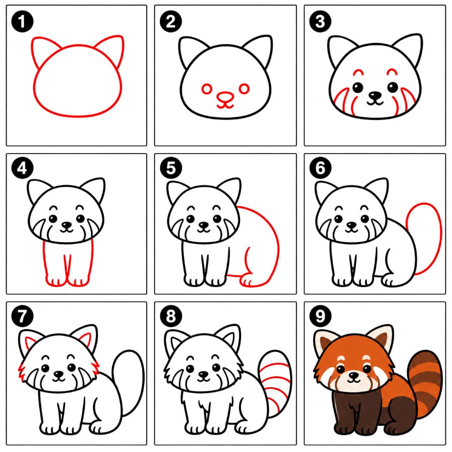 Standing Red Panda Drawing Ideas