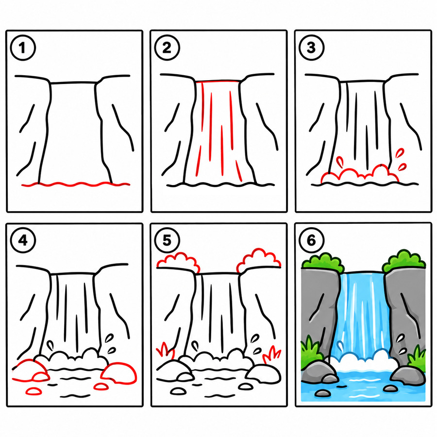 Tall Waterfall Drawing Ideas