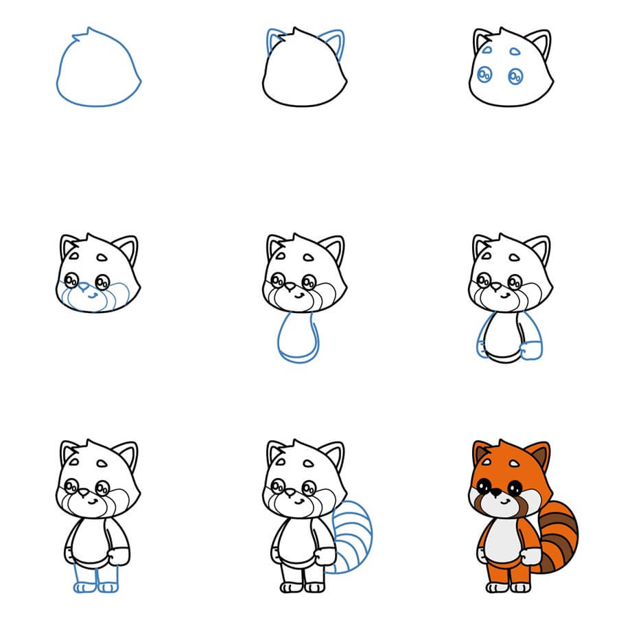 Cartoon Red Panda Drawing Ideas