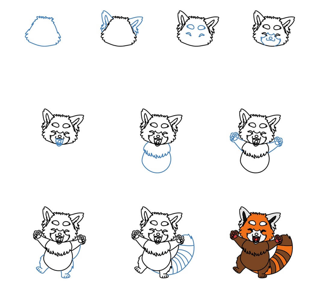 How to draw Happy Red Panda