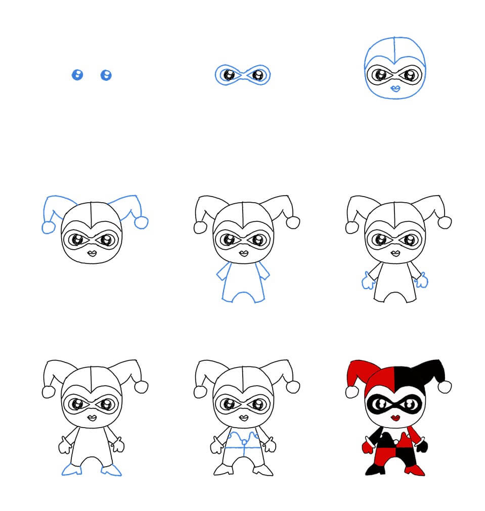 Harley Quinn chibi Drawing Ideas