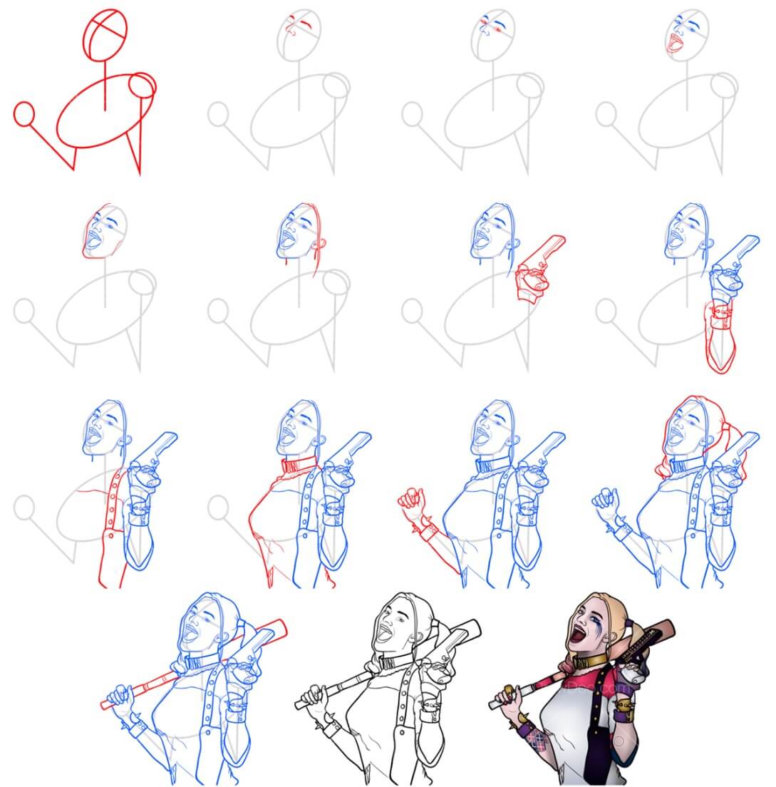 Harley Quinn happy Drawing Ideas