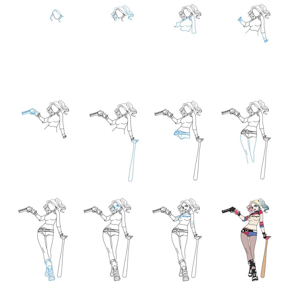 Harley Quinn idea (7) Drawing Ideas