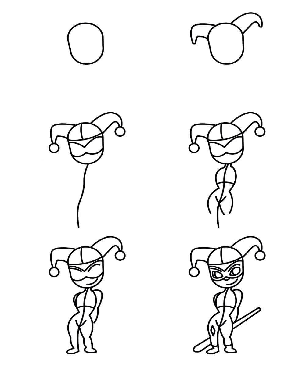 Harley Quinn simple Drawing Ideas