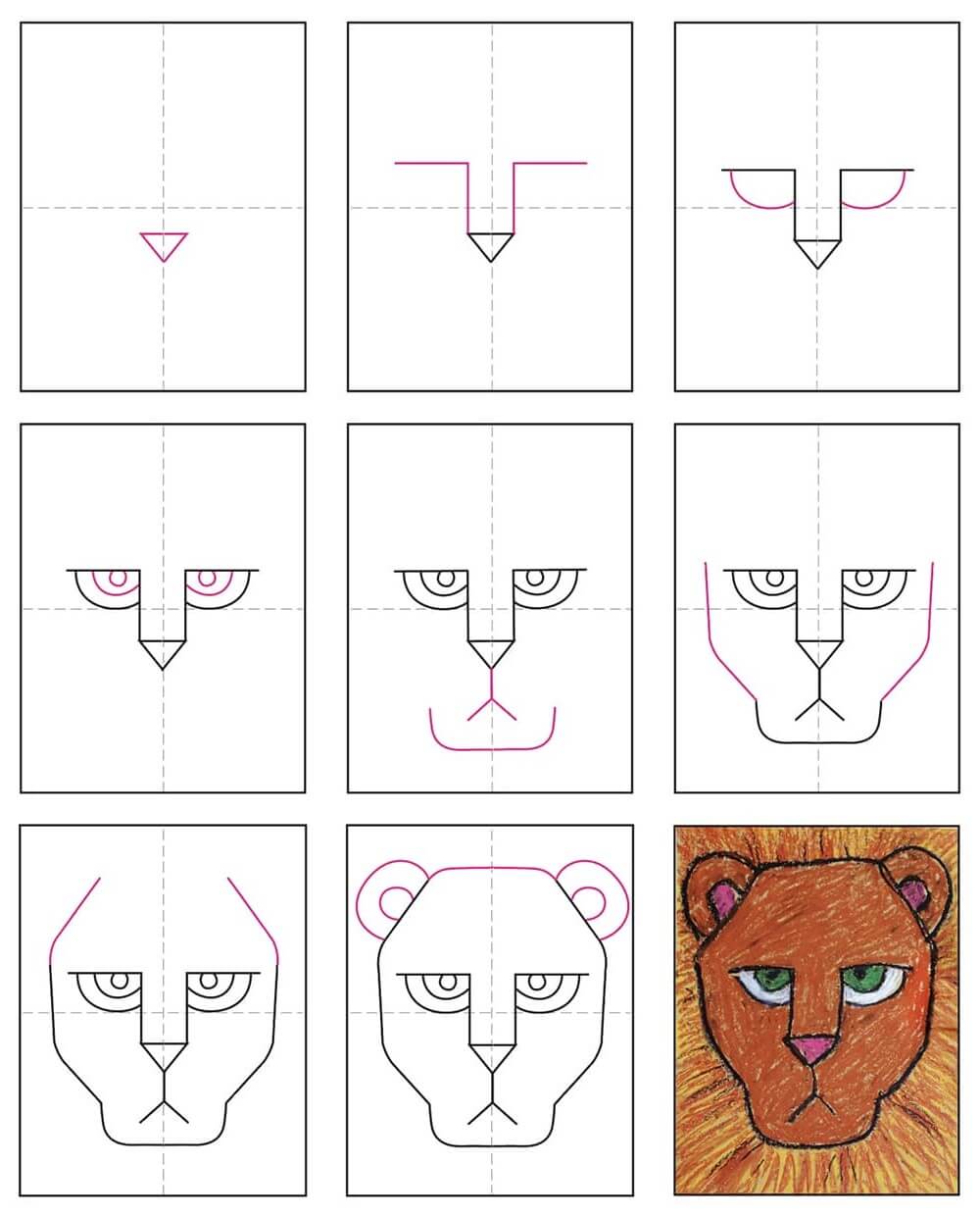 How to draw Lion Face idea (11)