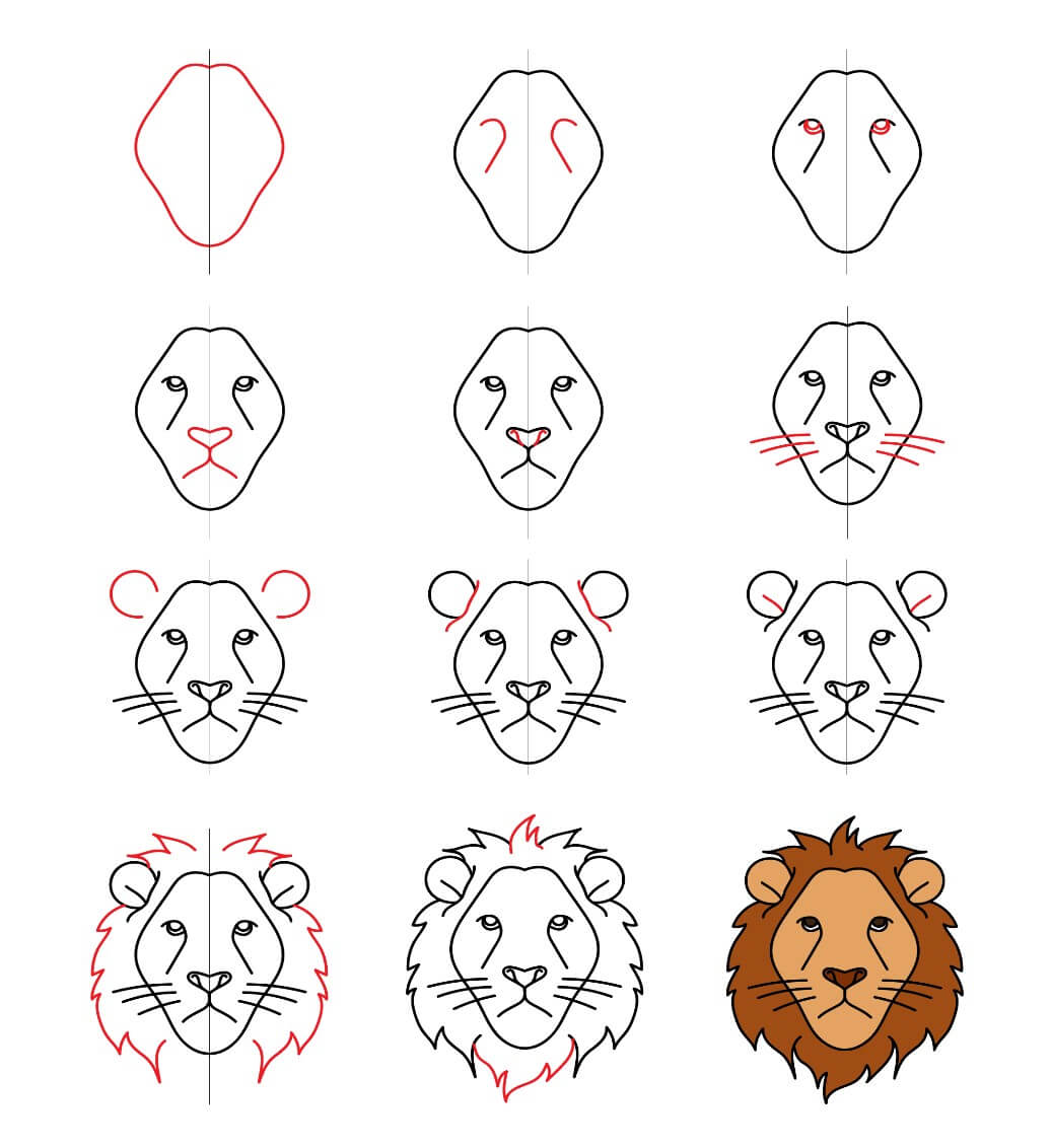 How to draw Lion Face idea (6)