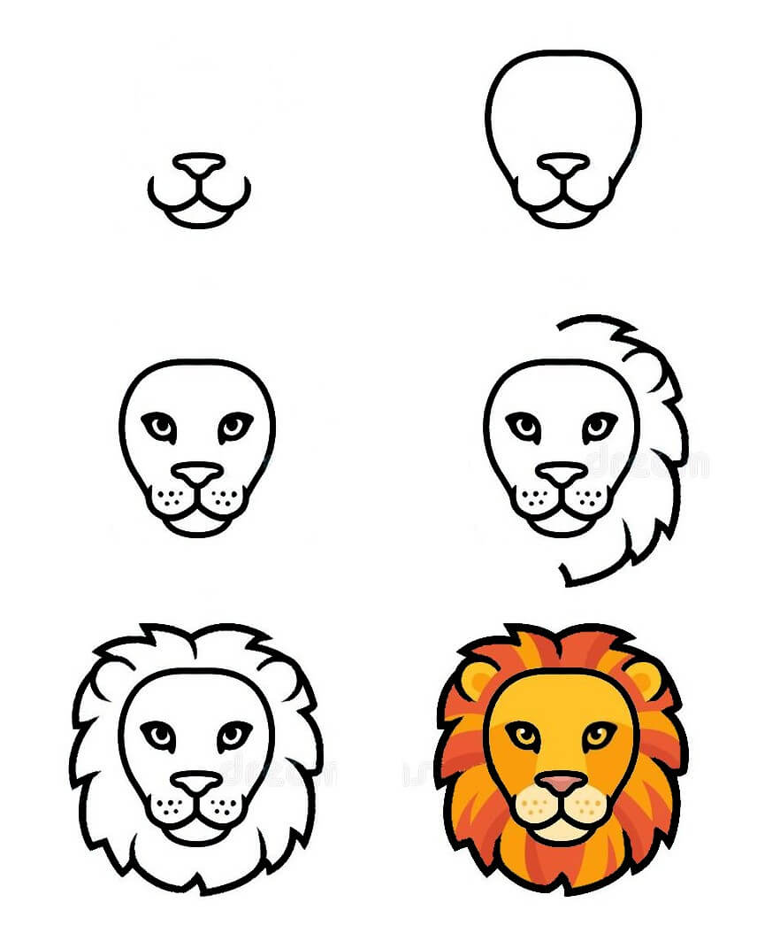 How to draw Lion Face idea (8)