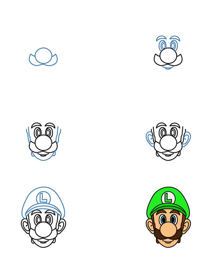 Luigi head Drawing Ideas