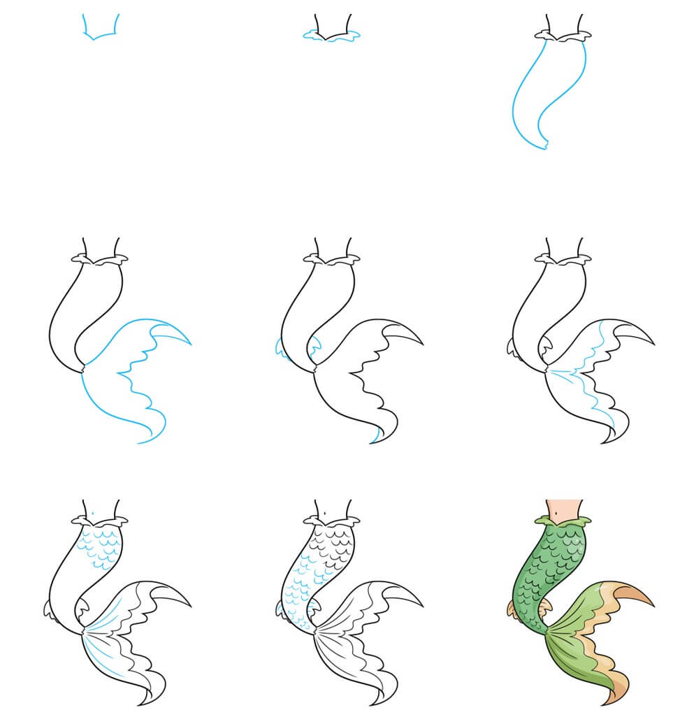 How to draw Mermaid Tail idea (2)