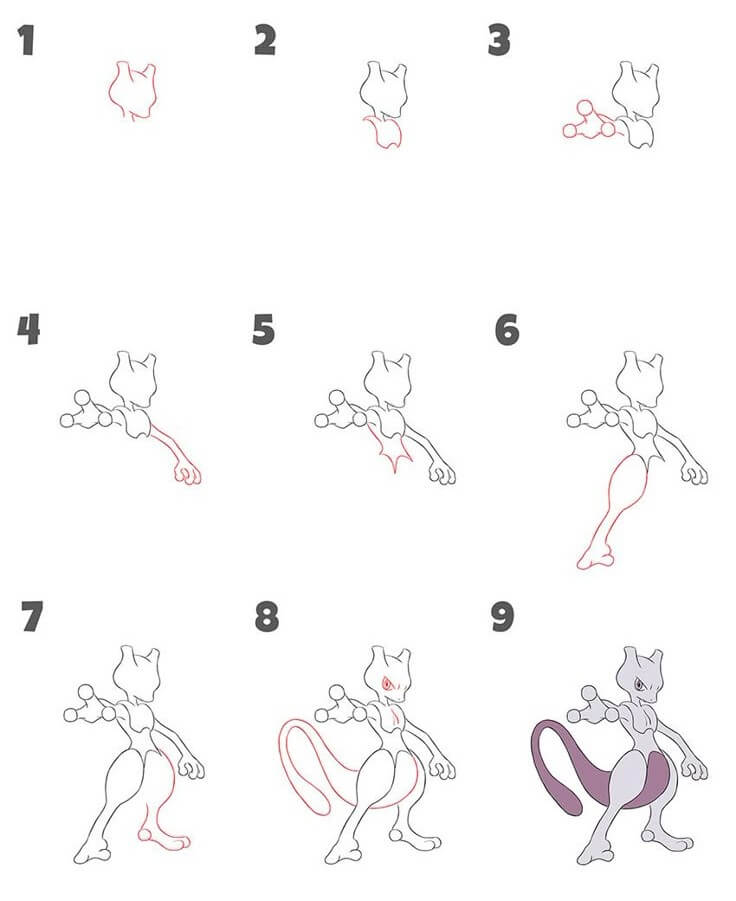 How to draw Mewtwo idea (1)