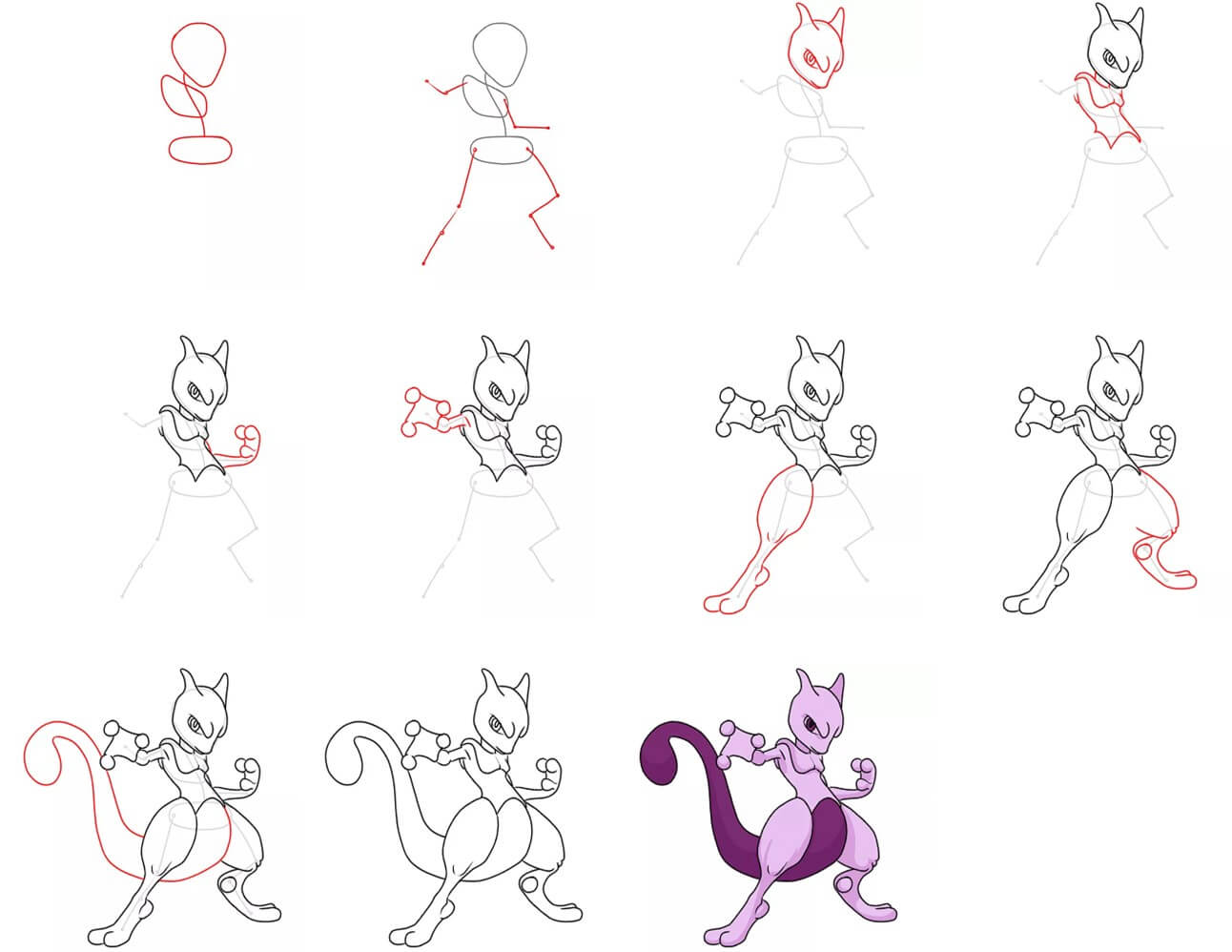 How to draw Mewtwo idea (10)