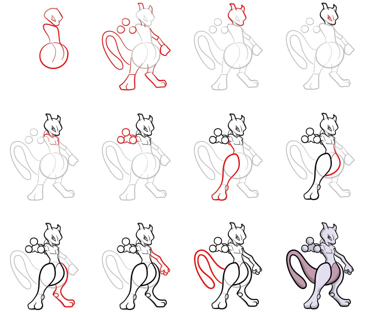 How to draw Mewtwo idea (12)