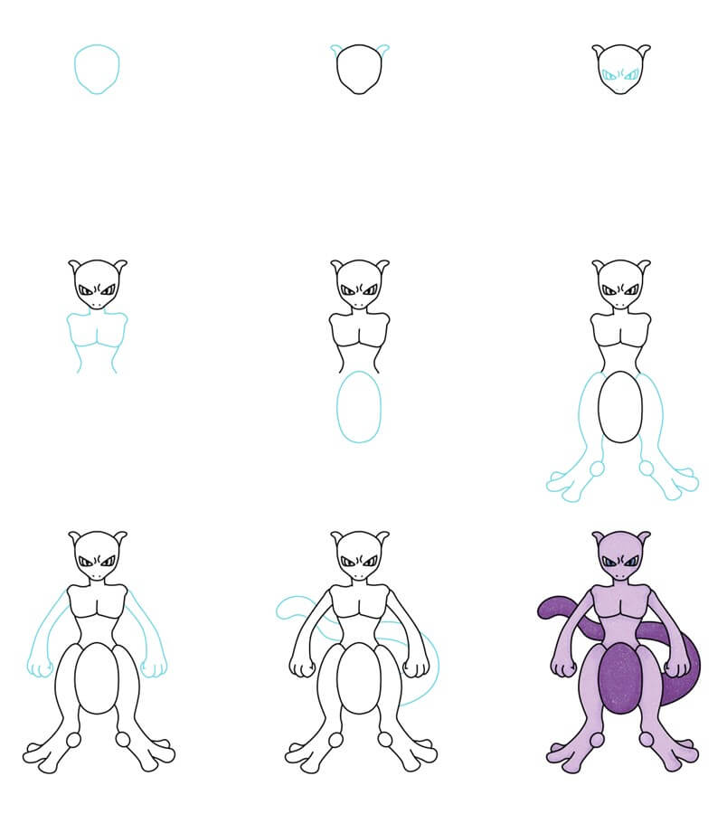 How to draw Mewtwo idea (13)