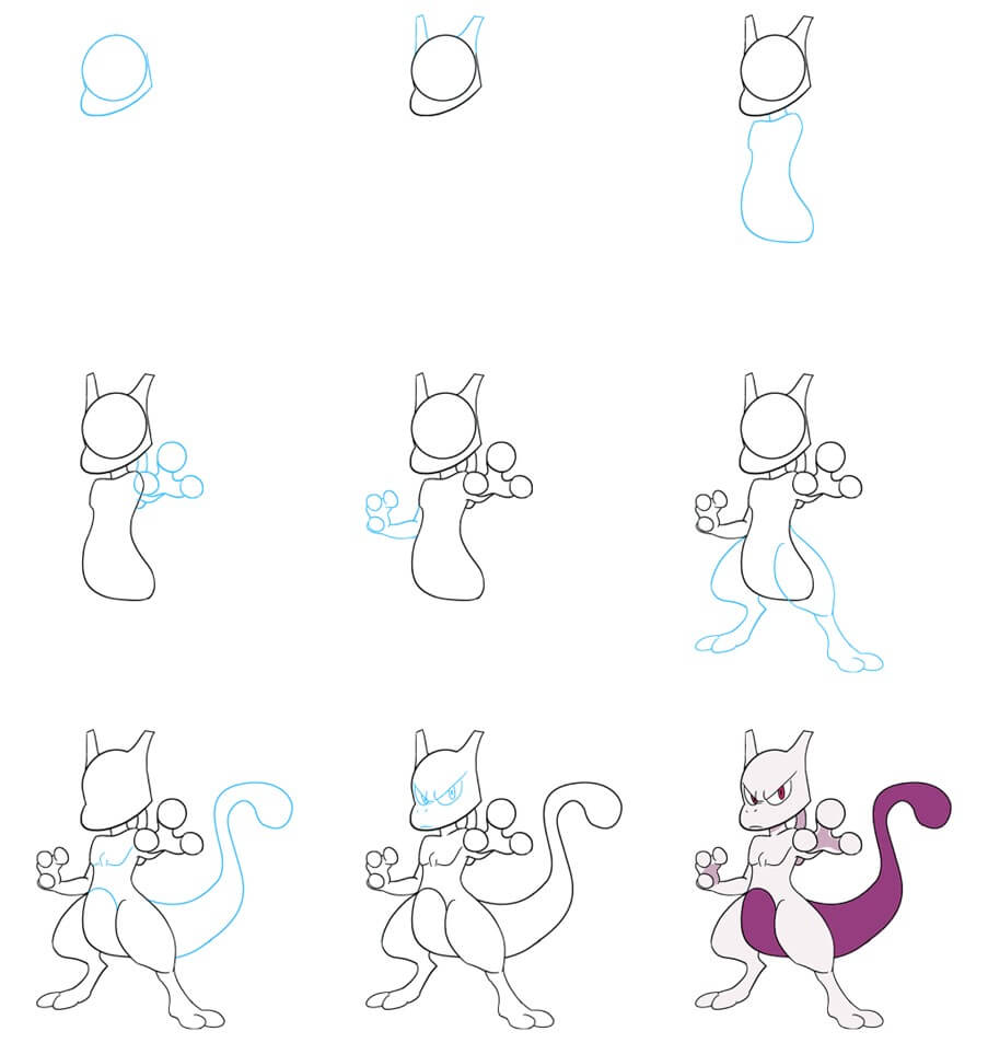 How to draw Mewtwo idea (14)