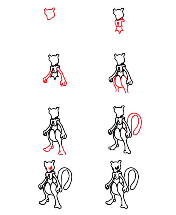 How to draw Mewtwo idea (3)