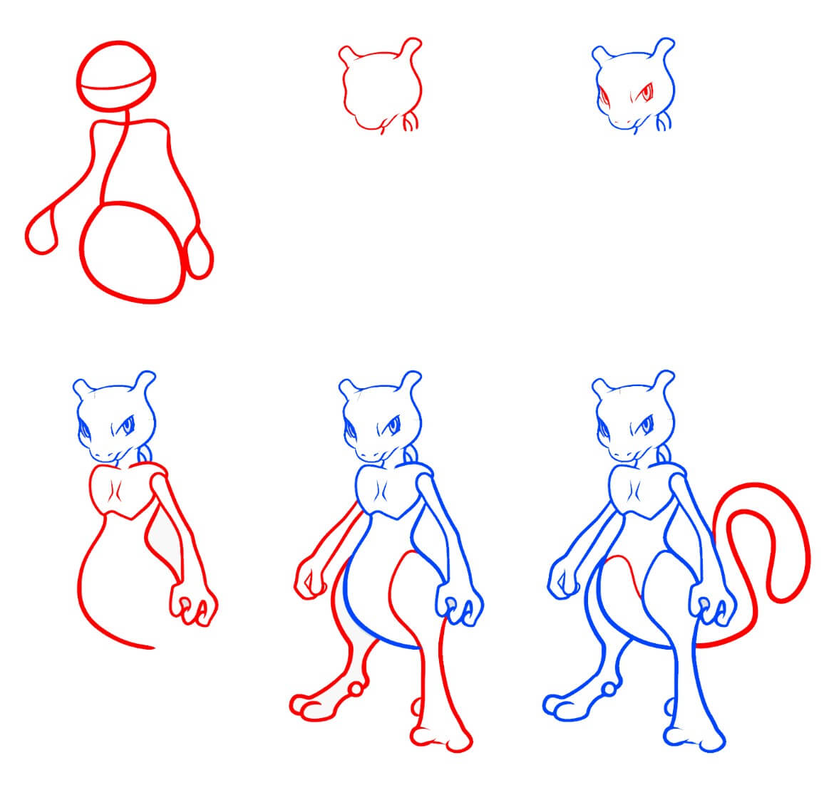 How to draw Mewtwo idea (6)