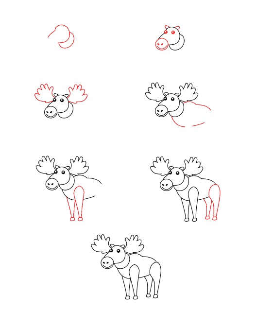 How to draw Moose for Kids