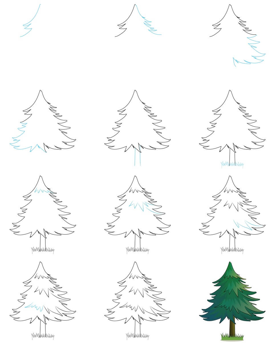 Pine Tree idea (8) Drawing Ideas