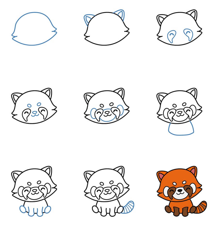 How to draw Red Panda chibi