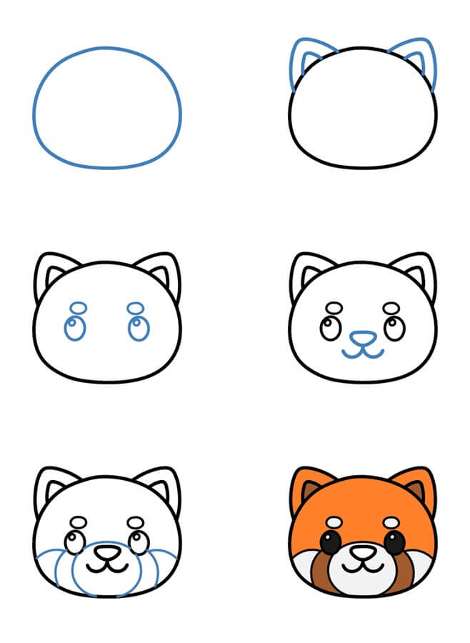 How to draw Red Panda head