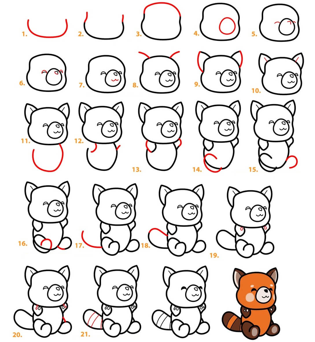 How to draw Red Panda idea (7)