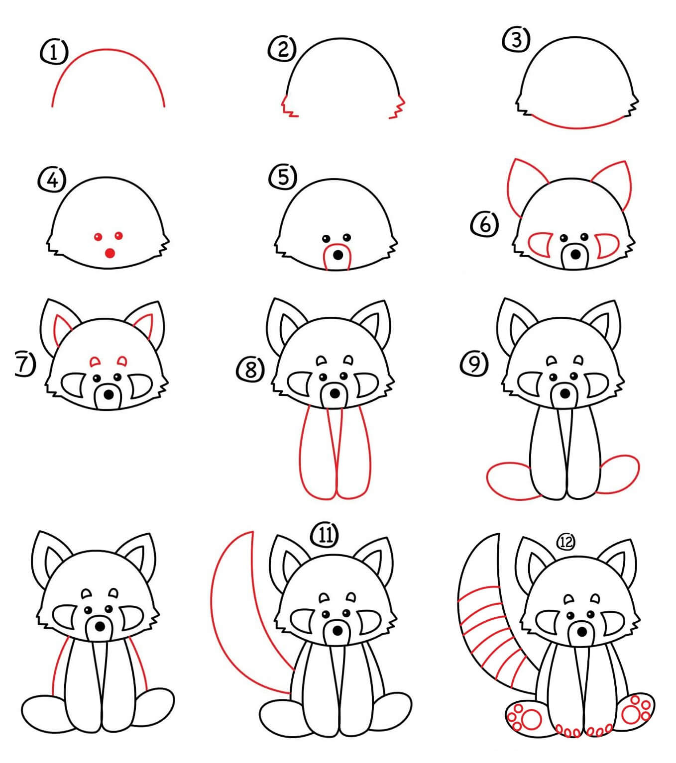 How to draw Red Panda idea (8)