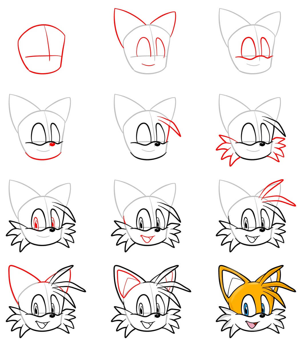 Tails face Drawing Ideas